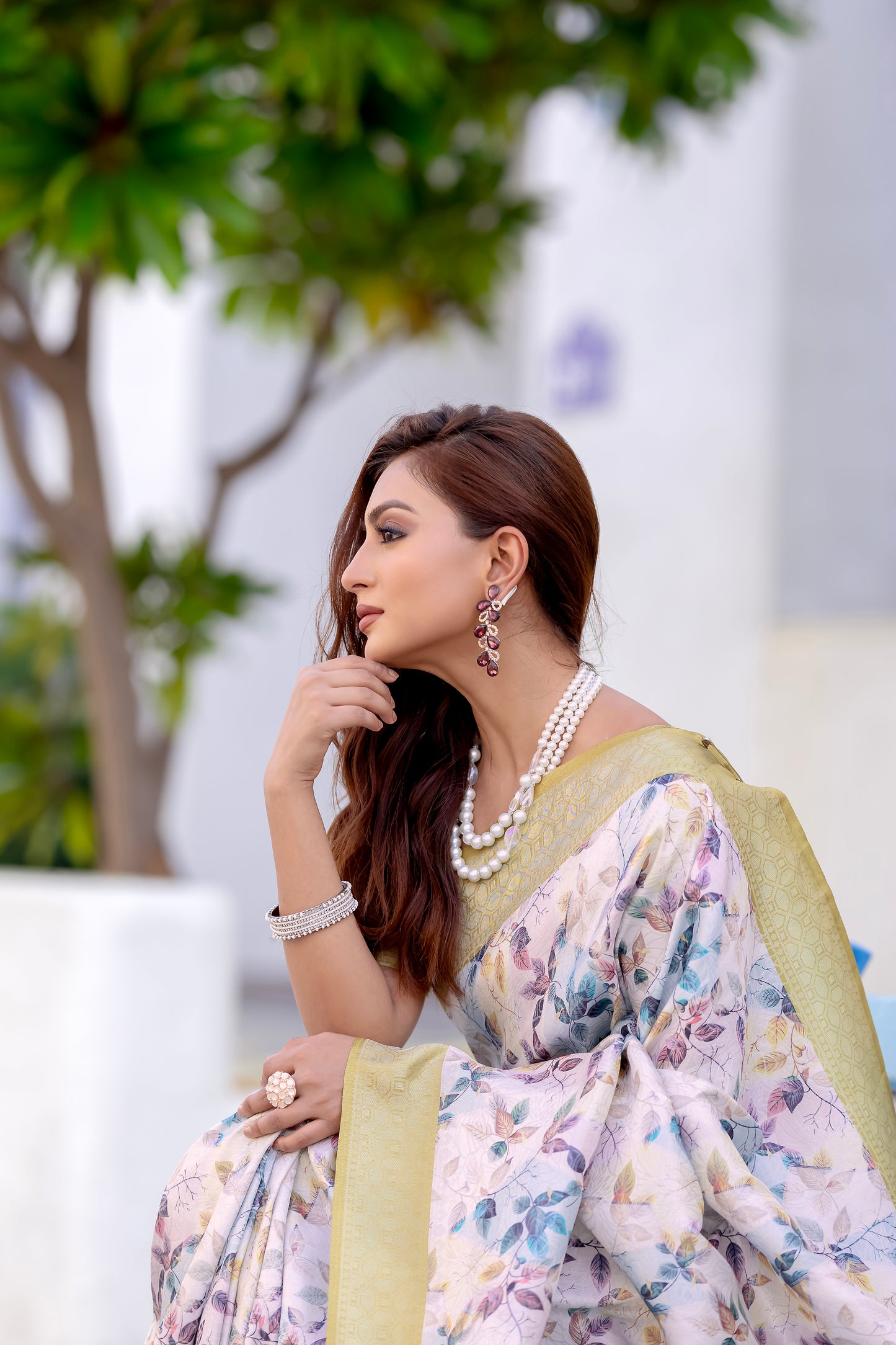 Banarasi Softy Digital Print Floral Silk Light Green Saree-Festive And Party Wear