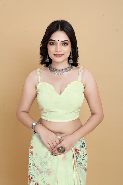 Elegant Weightless Yellow Saree Featuring Multi Colored Patterns