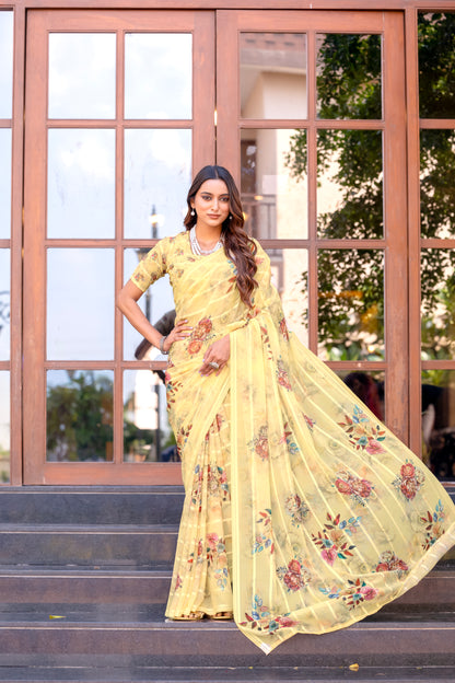 Elegant Weightless Saree Featuring Multi Colored Patterns