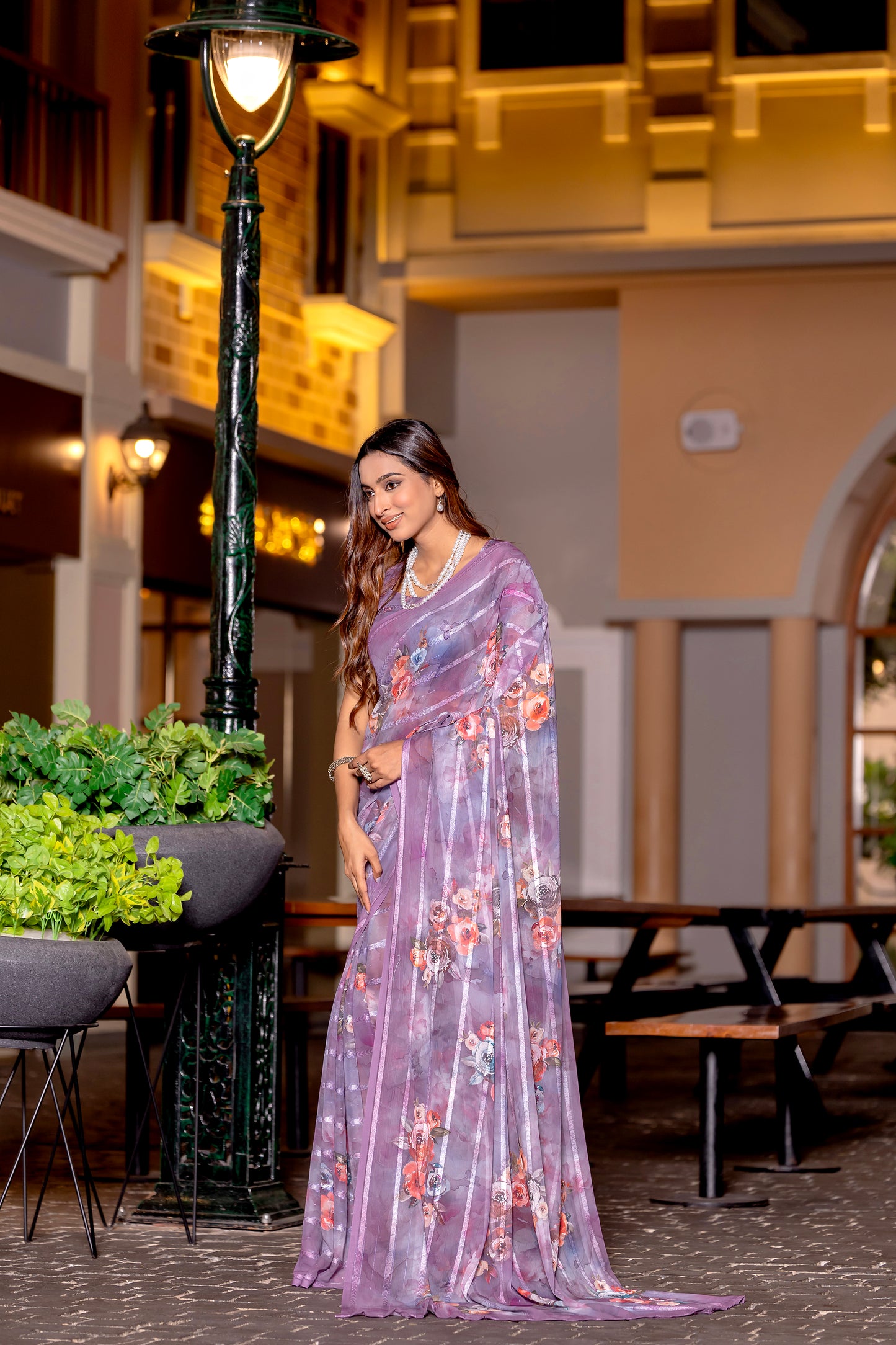 Elegant Weightless Saree Featuring Multi Colored Patterns