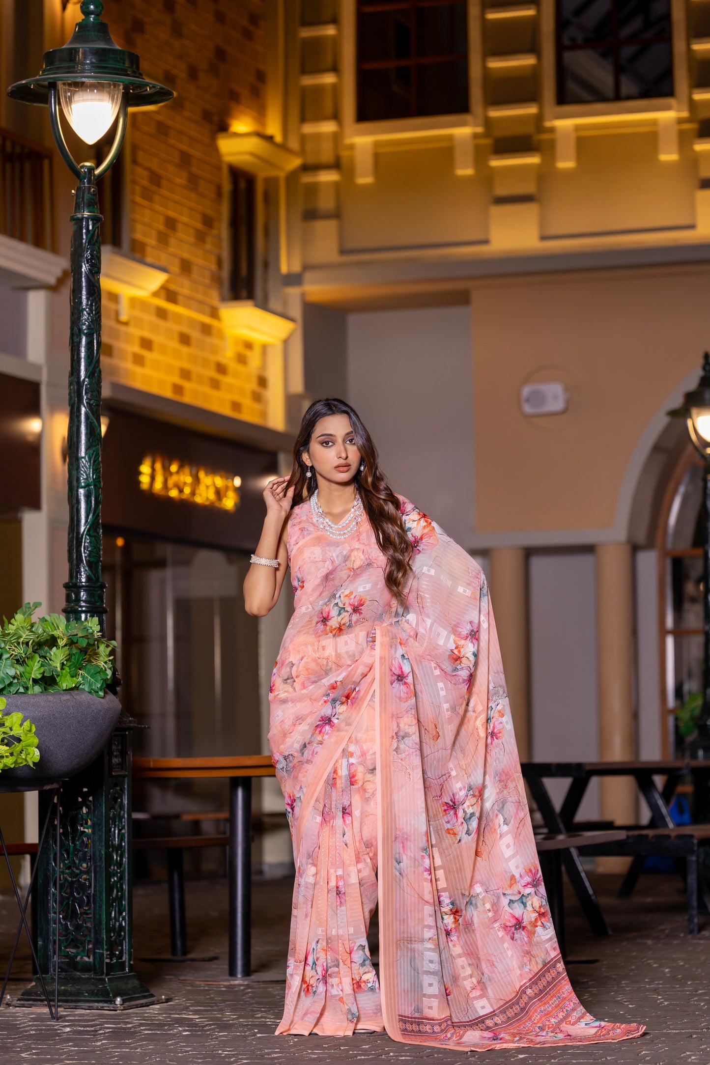 Elegant Weightless Saree Featuring Multi Colored Patterns