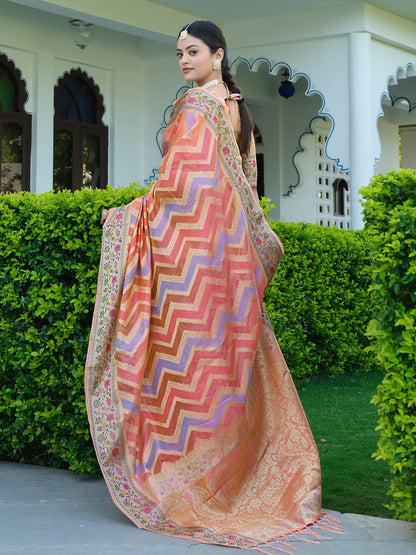 Rangkat Organza Saree with Multicolored Zari Embroidery